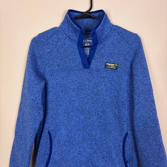 LL Bean Blue Snap Button Fleece Lined Pullover Sweatshirt Women's XS - Picture 3 of 5
